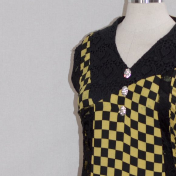 Yellow & Black Checkered Dress - Picture 8 of 15